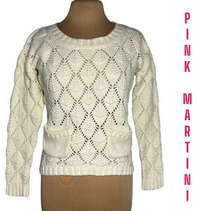 Pink Martini cream knit sweater with pockets size S
